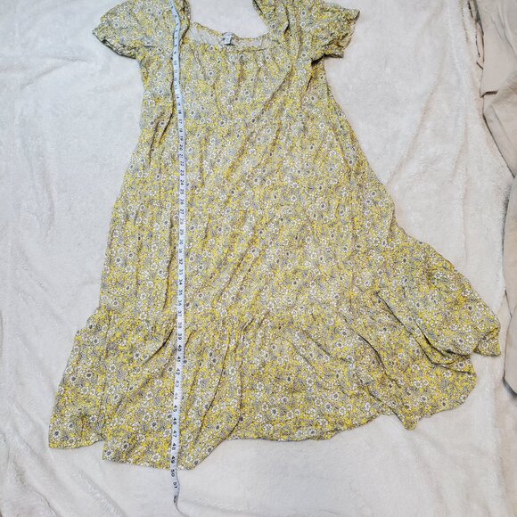 J. Crew Yellow White Black Floral Tiered Cottagecore Romantic Dress Women XXL - Picture 8 of 11